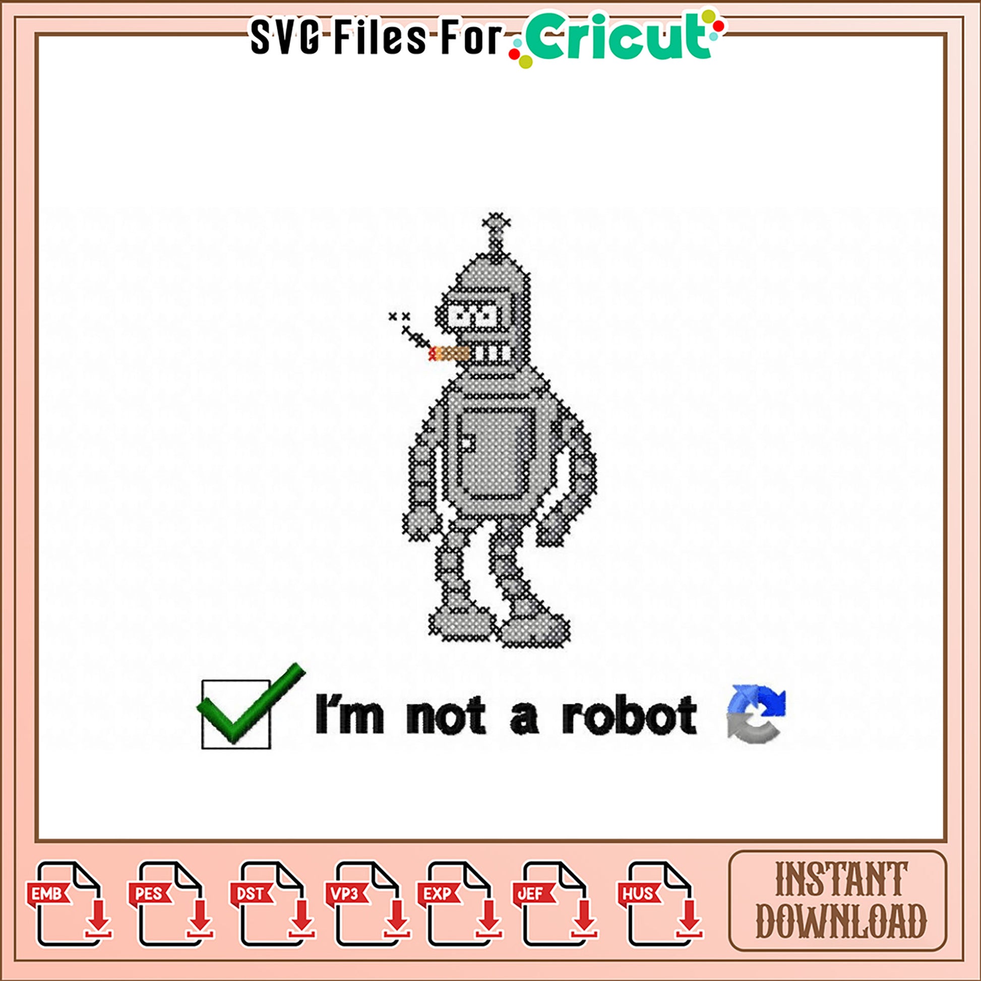 Bender Robot Embroidery Design Instant Download