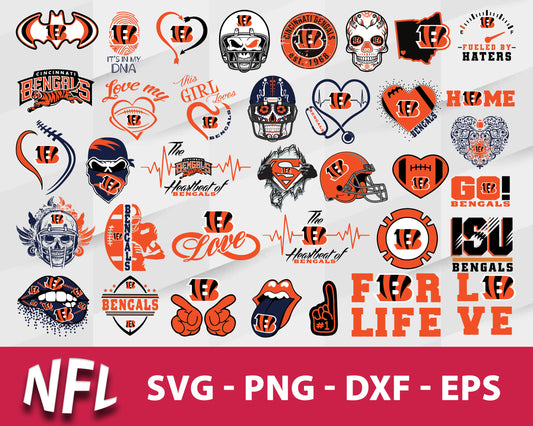 Cincinnati bengal nfl bundle svg, cincinnati bengal logo​ svg
