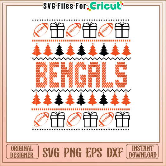 Bengals Football Christmas SVG Design for Fans