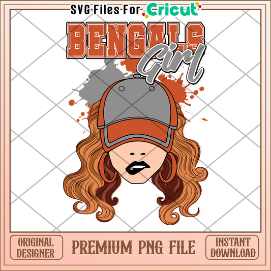 Bengals Girl PNG Design for Cricut, Perfect for Sports Fans