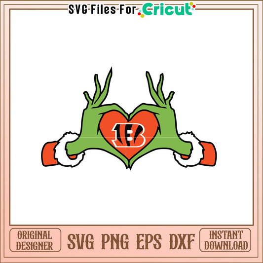 Bengals Grinch Heart SVG Design