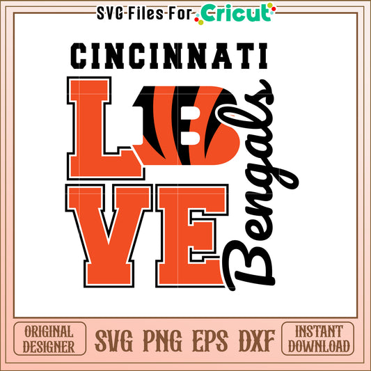 Bengals Love SVG Design Download