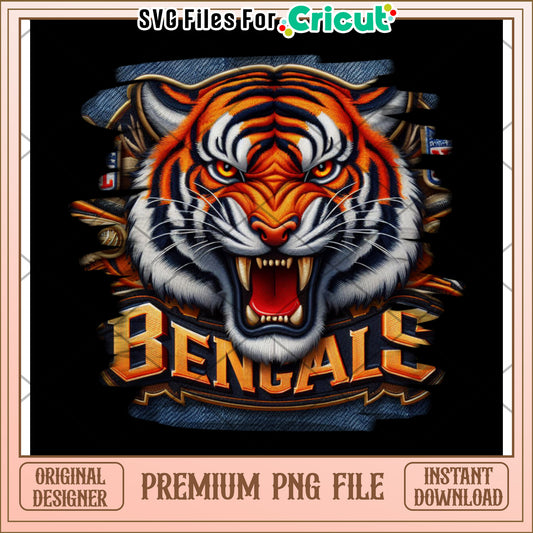 Bengals Tiger PNG Design for Cricut, Premium Downloadable File