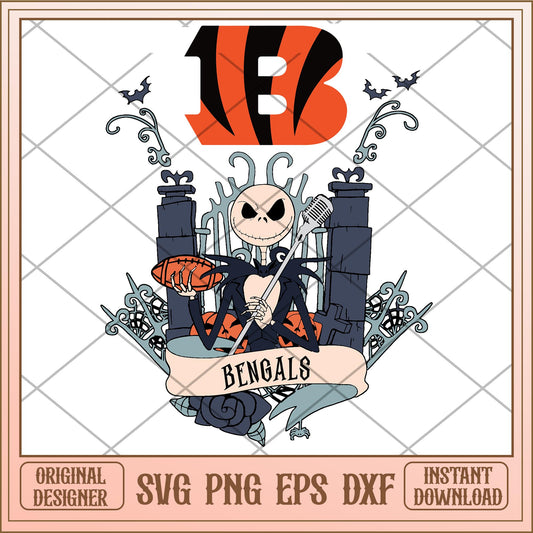 Bengals Jack Halloween bundle svg, The Nightmare Before Christmas Svg, digital download