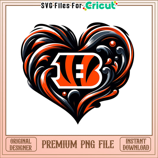 Bengals logo vintage heart png, Cincinnati Bengals png, NFL png