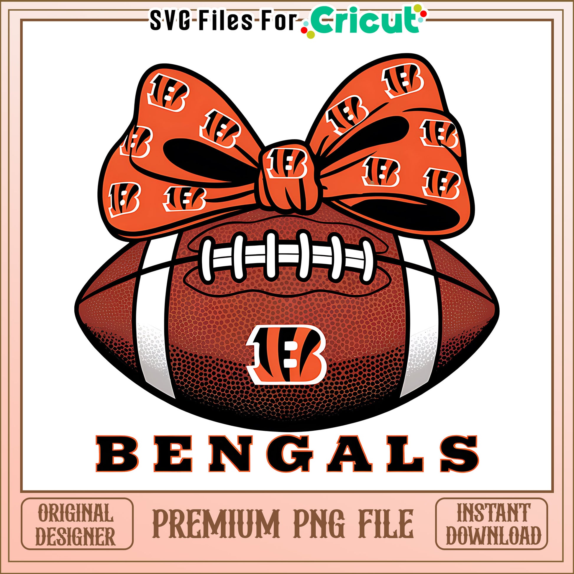 Bengals rugby ball and bow png, Cincinnati Bengals png, NFL png