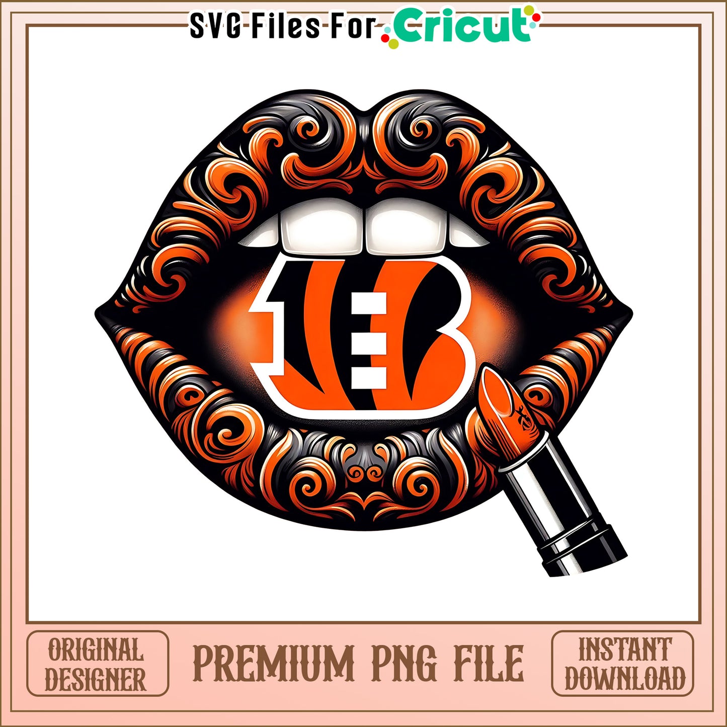 Bengals vintage lips design png, Cincinnati Bengals png, NFL png