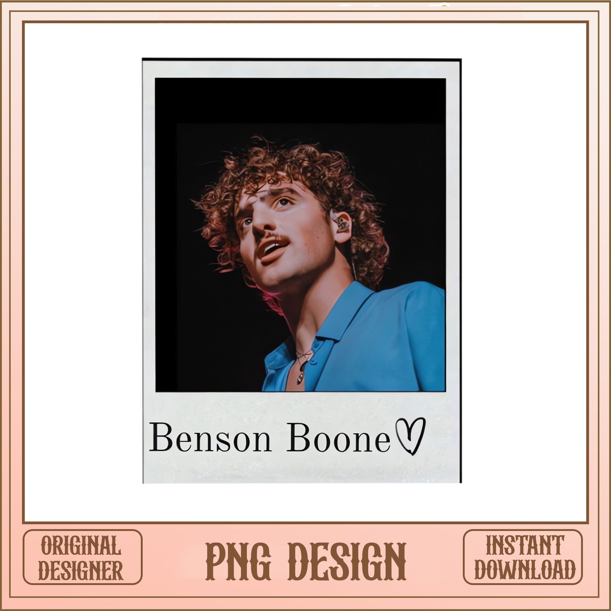Benson Boone Photo Card PNG, Retro Polaroid Fan Art PNG, Music PNG