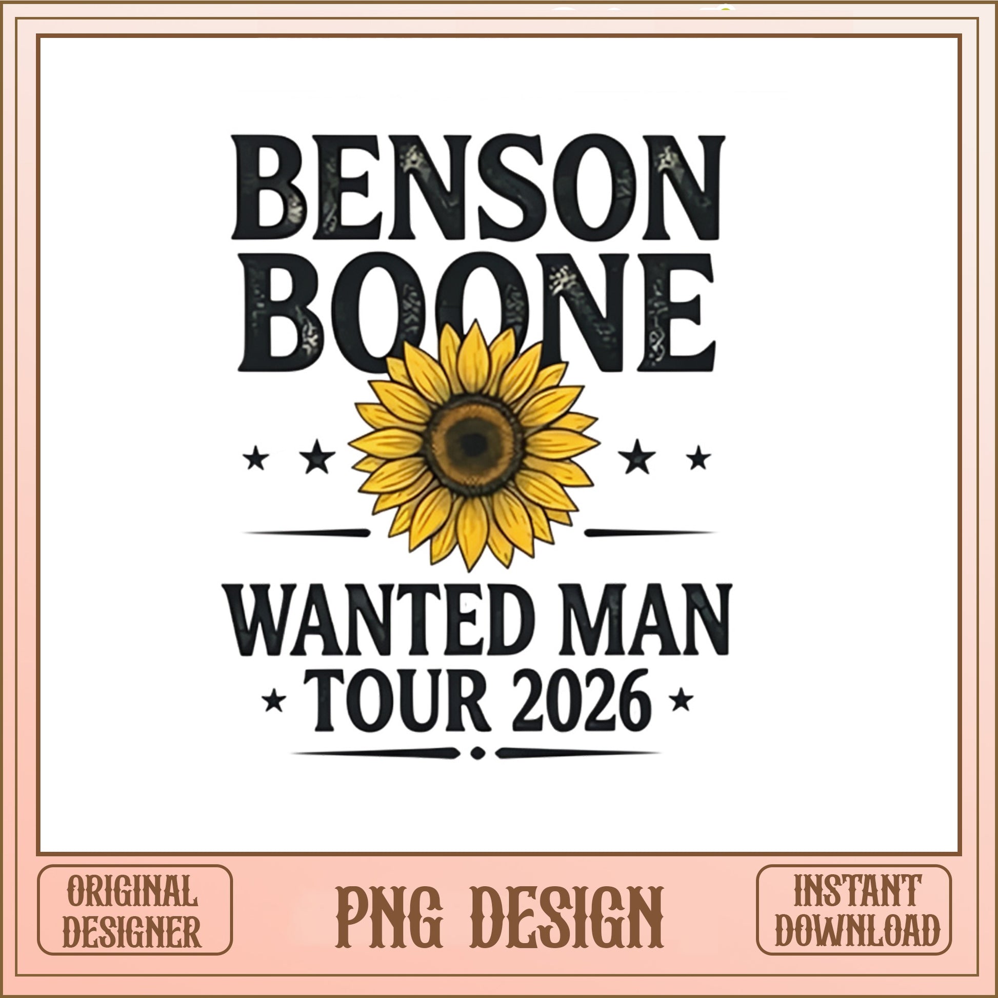 Benson Boone Wanted Man Tour 2026 PNG, Concert PNG, Music Fan PNG