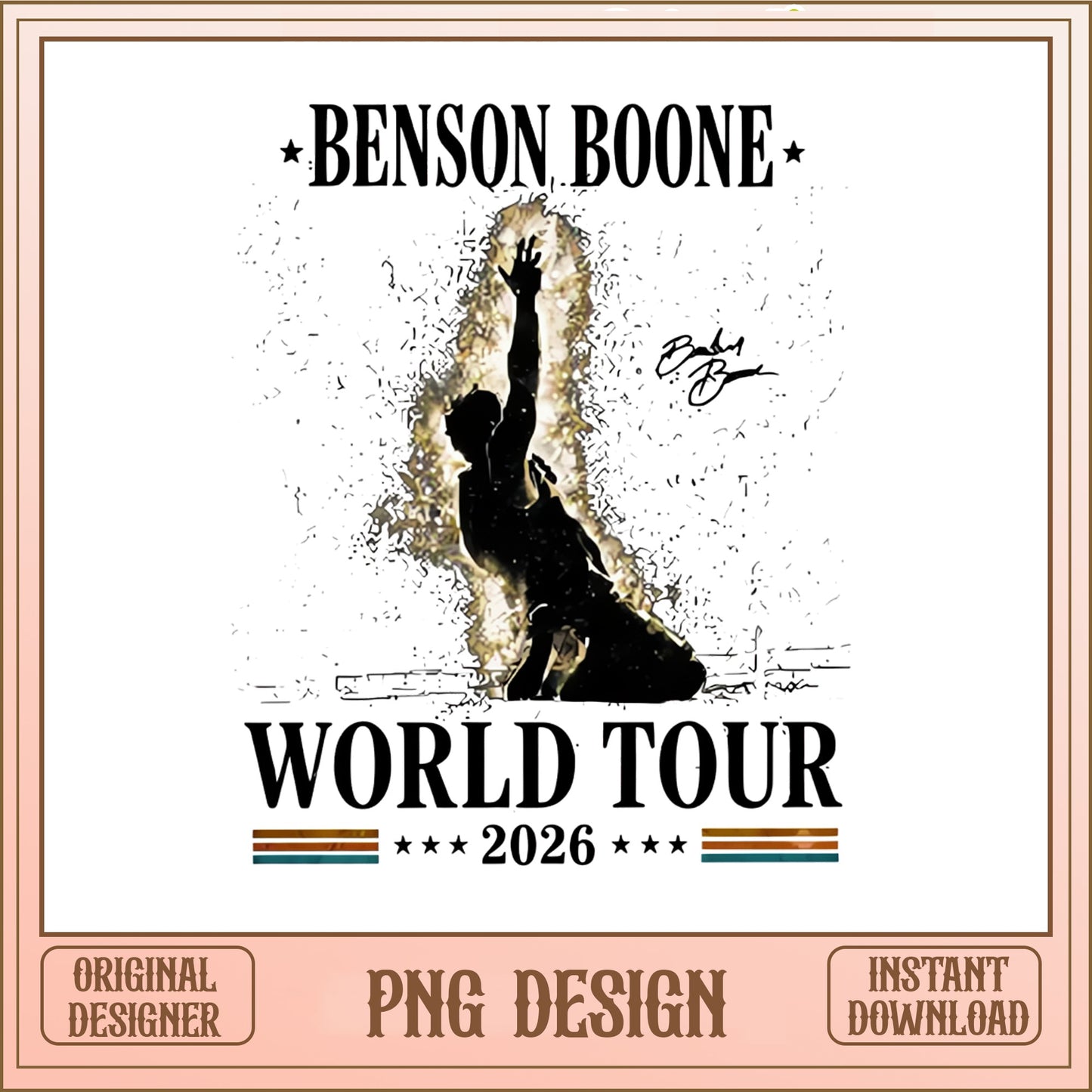 Benson Boone World Tour 2026 PNG, Concert Shirt PNG, Music Fan PNG