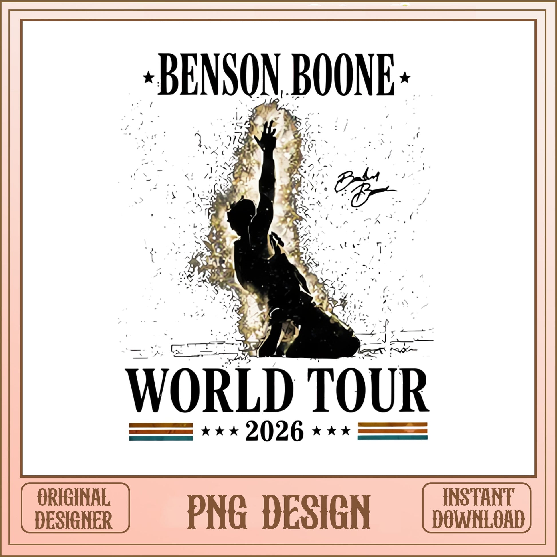 Benson Boone World Tour 2026 PNG, Concert Shirt PNG, Music Fan PNG