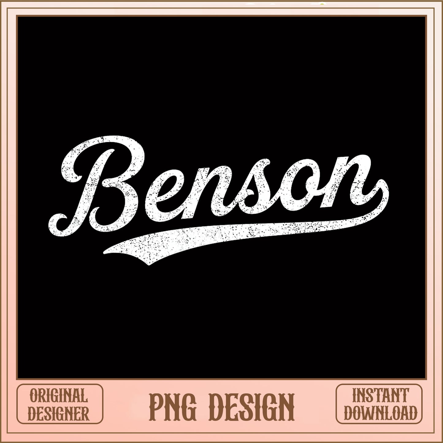 Benson Name PNG, Retro Script Swoosh PNG, Last Name PNG