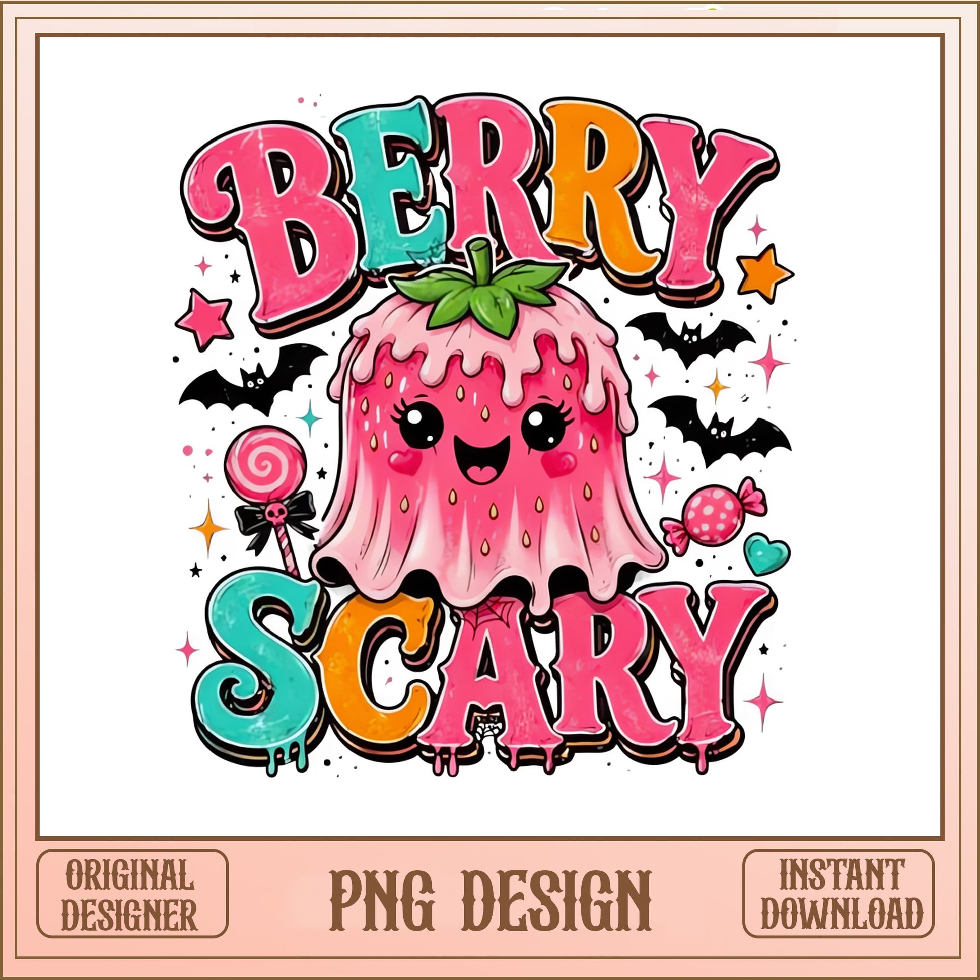 Berry Scary Strawberry Ghost PNG, Halloween PNG, Cute Ghost PNG