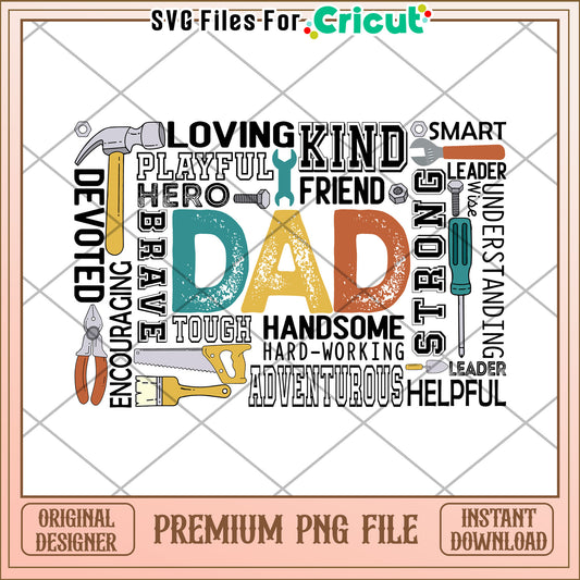 Best Dad Ever PNG Tools Word Art Design