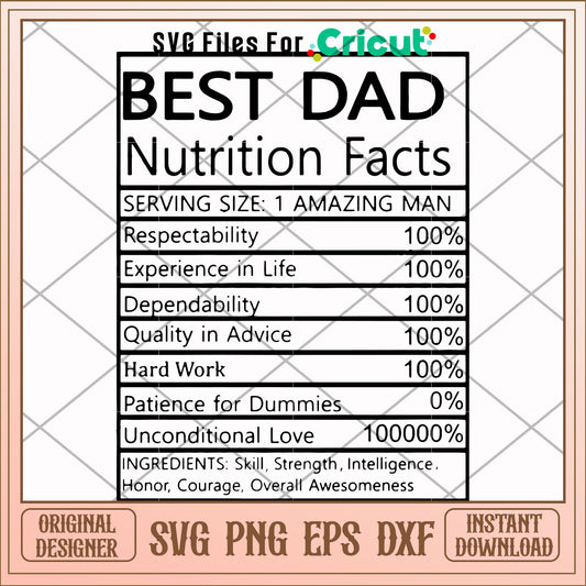 Best Dad nutrition facts svg, Best Dad svg, other svg