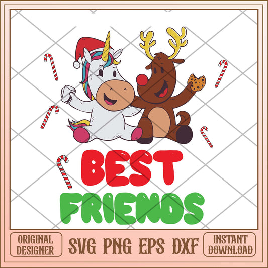 Best friends Chrismas svg, Christmas unicorn and reindeer svg bundle