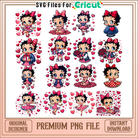 Betty boop love valentine bundle png, betty boop valentine​ png