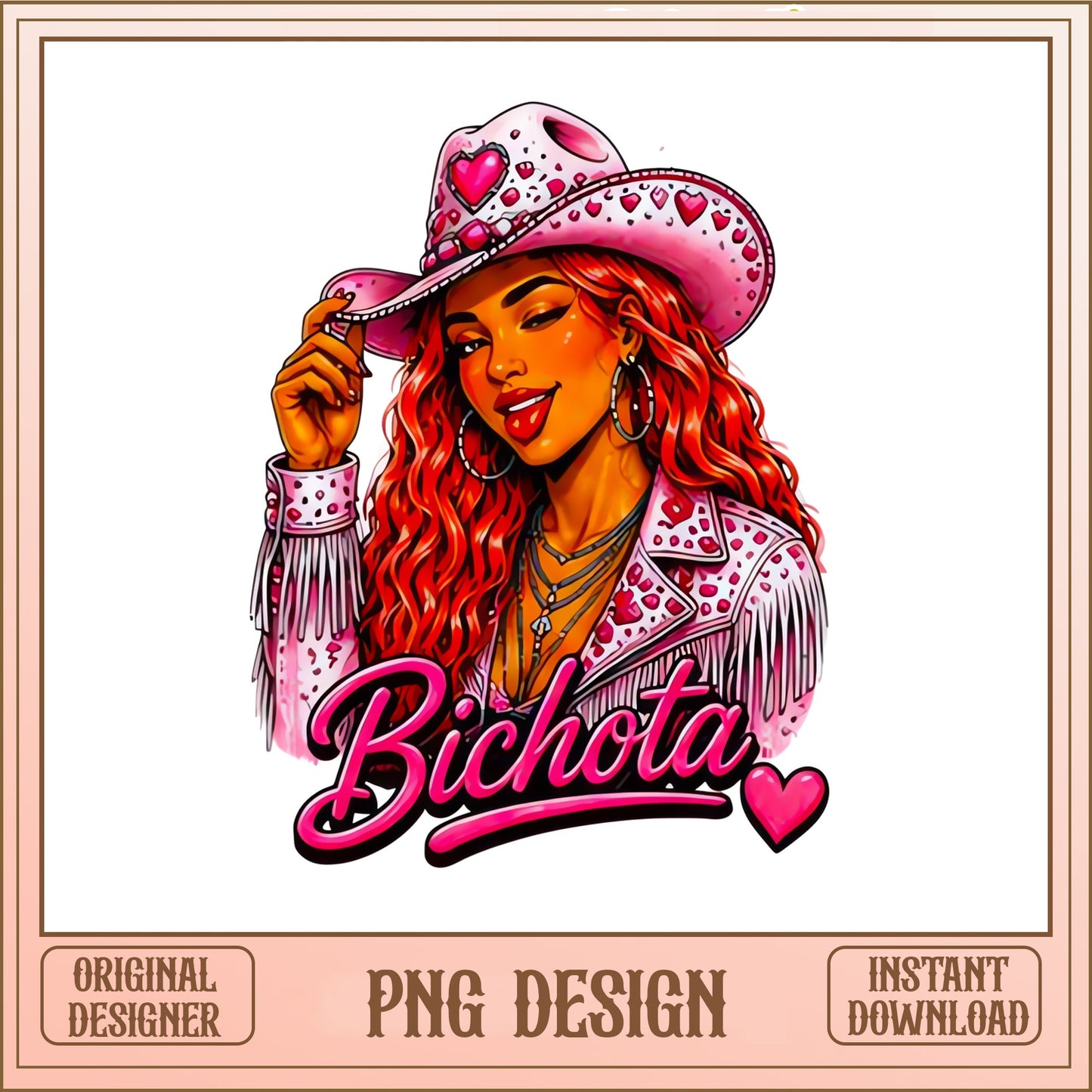 Bichota Cowgirl PNG, Pink Western Girl PNG, Latina Cowgirl PNG