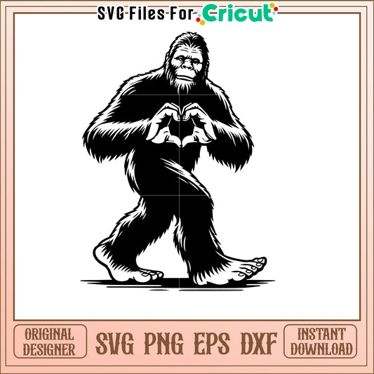 Bigfoot SVG Heart Love Graphic