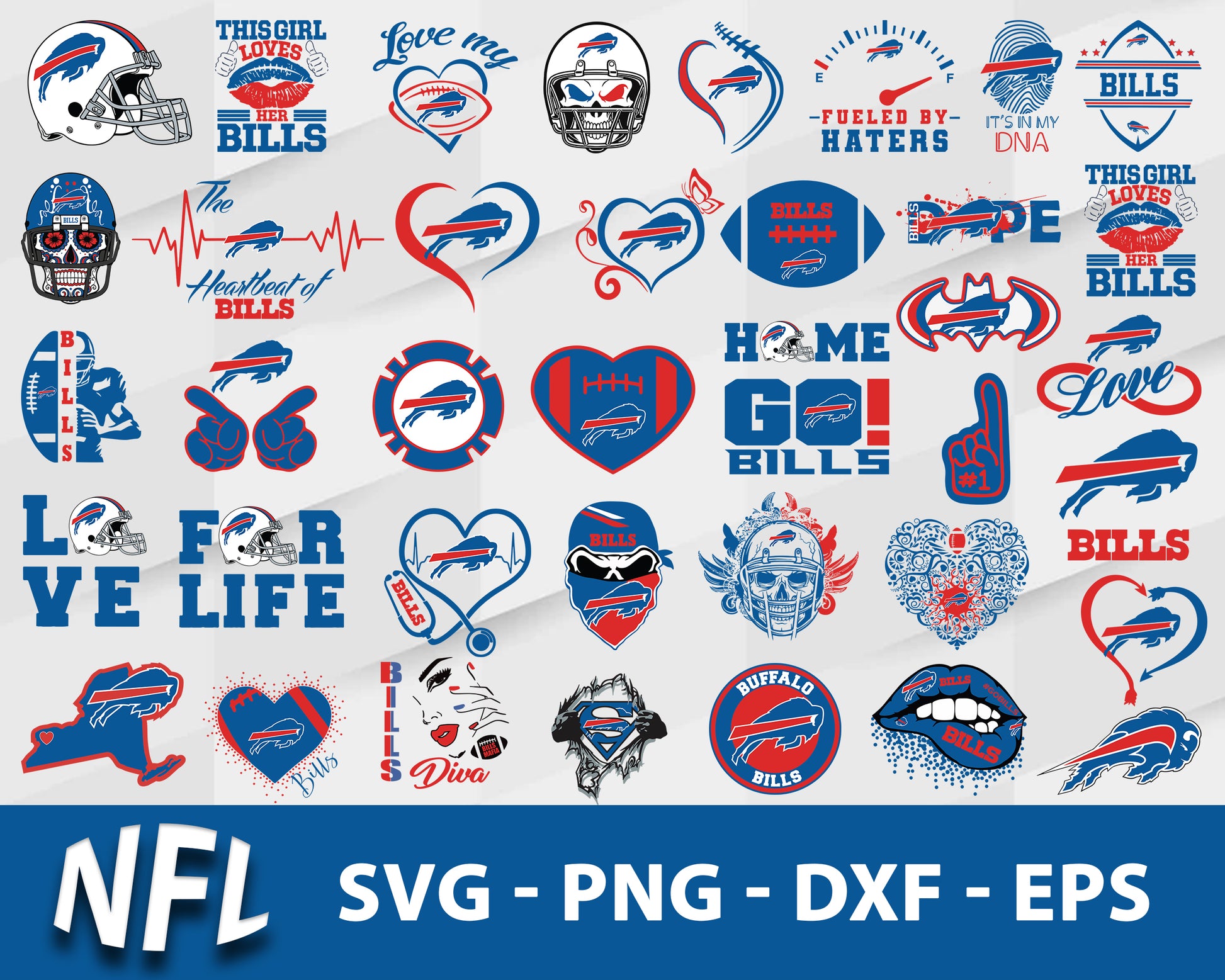 Buffalo bills logo nfl bundle svg, buffalo bills football​ svg