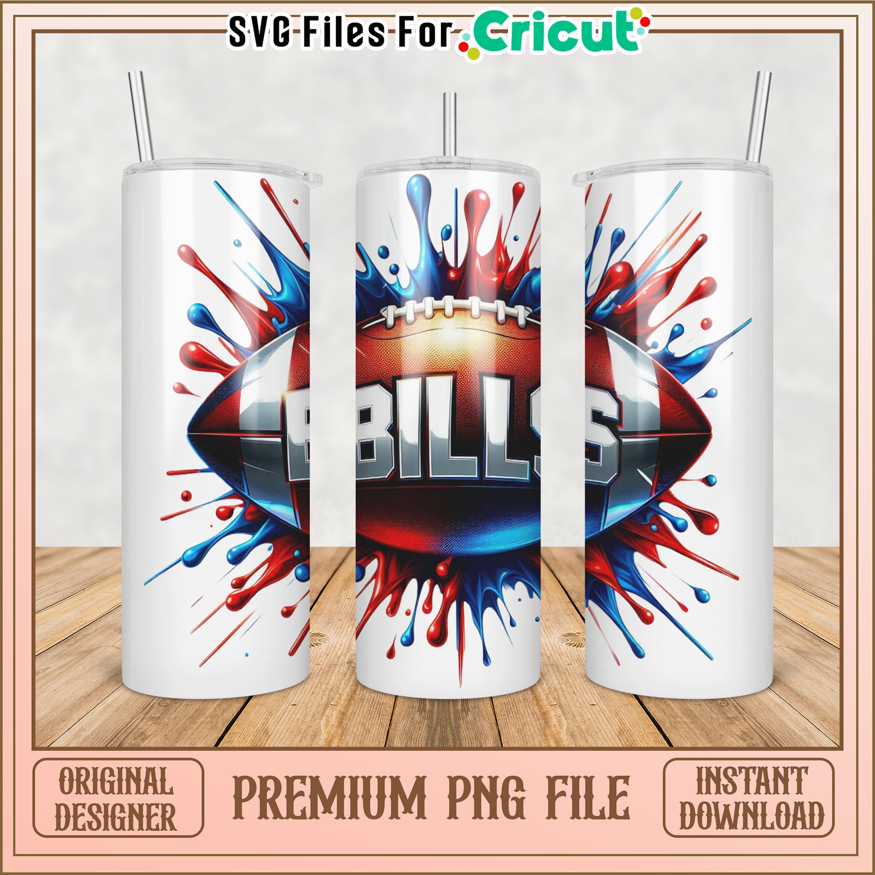 Bills Football Tumbler PNG Design