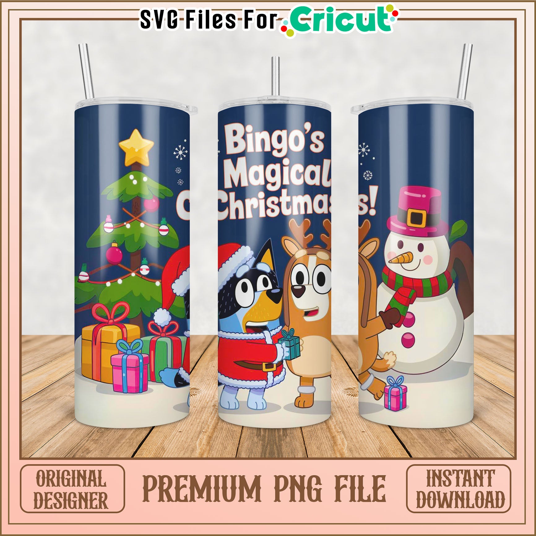 Bingo Christmas Tumbler PNG Design