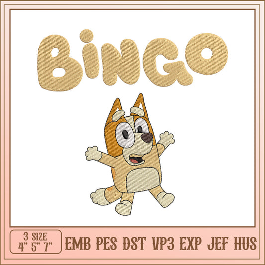 Bingo Dog Embroidery Design