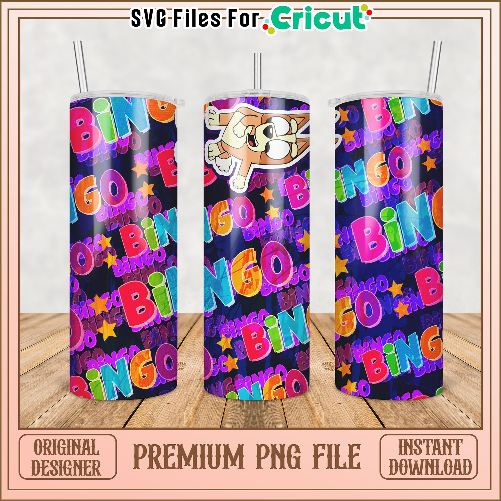 Bingo Tumbler PNG Sublimation Design