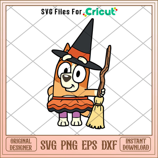 Bingo Witch Halloween Bluey svg, bluey characters svg, Digital Download