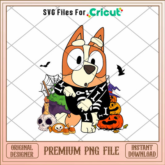 Bingo dog halloween skeleton png, Bluey characters png, Digital Download
