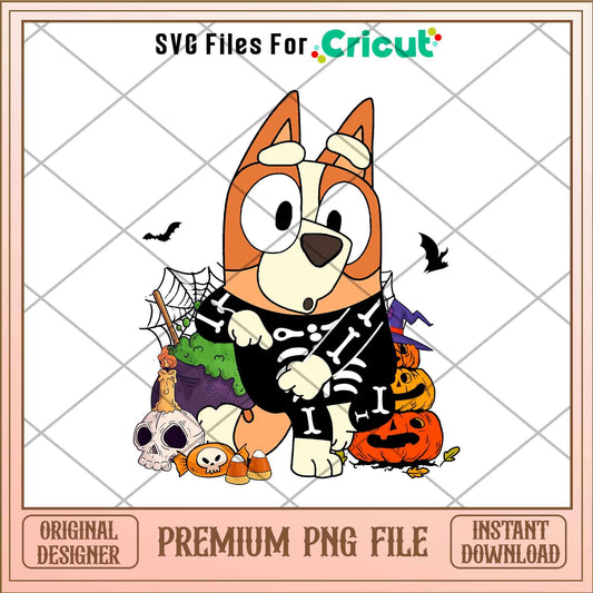 Bingo dog halloween skeleton png, Bluey characters png, Digital Download