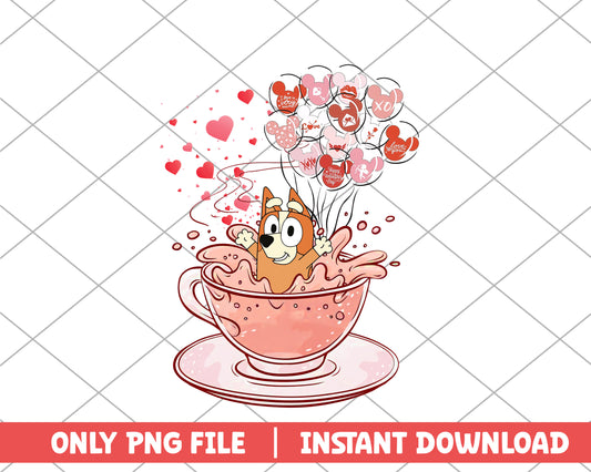 Bingo in the teacup love xoxo cartoon png