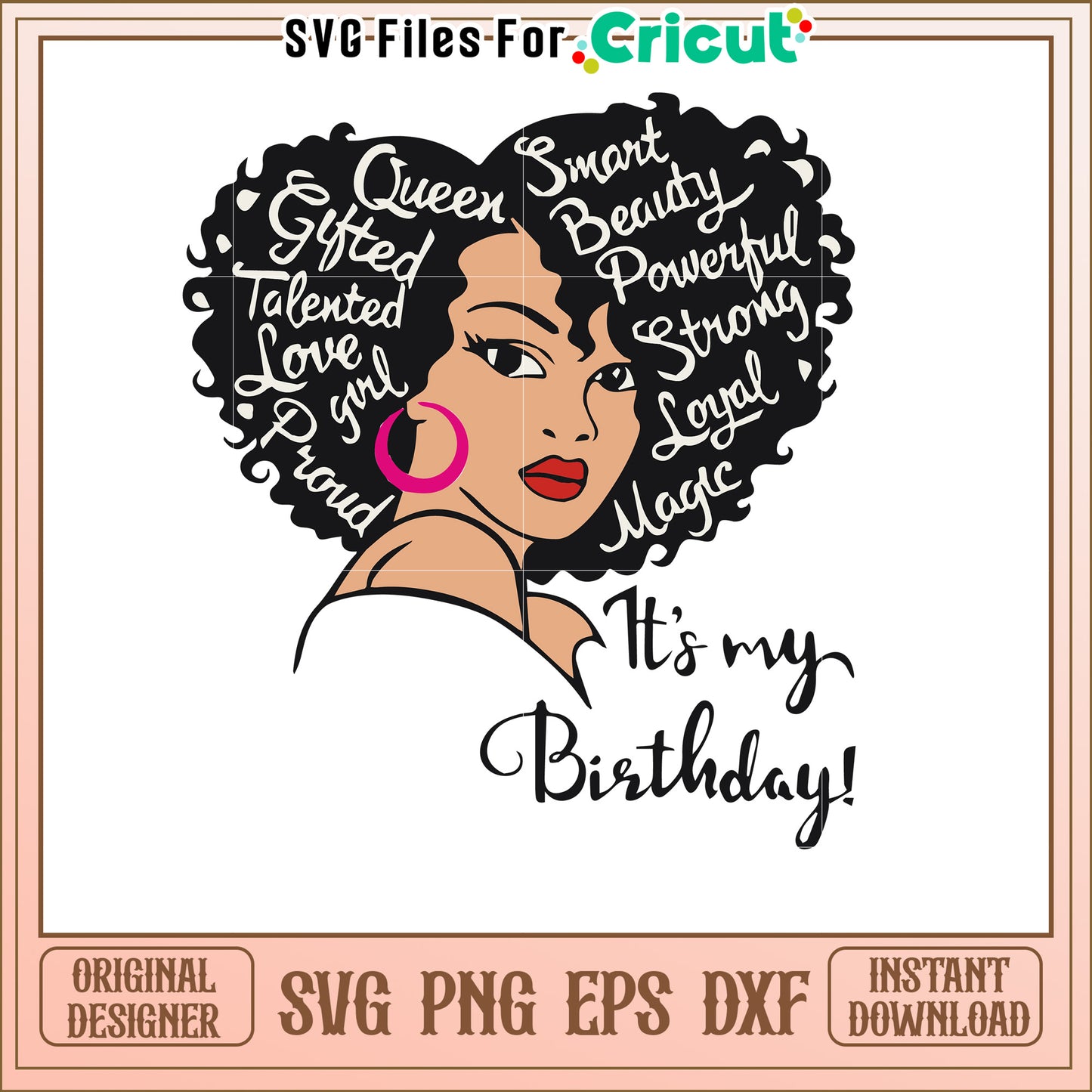 Birthday Afro Queen SVG