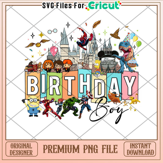 Birthday Boy PNG Superhero & Disney Design