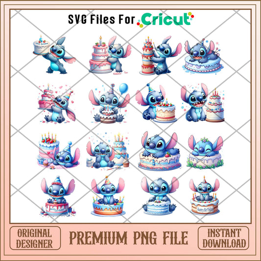 Stitch Birthday png bundle, Disney Stitch movies png bundle