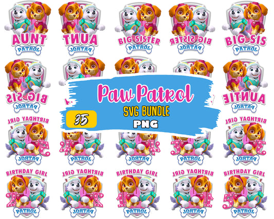 Skye and everest birthday girl bundle png, skye and everest​ png
