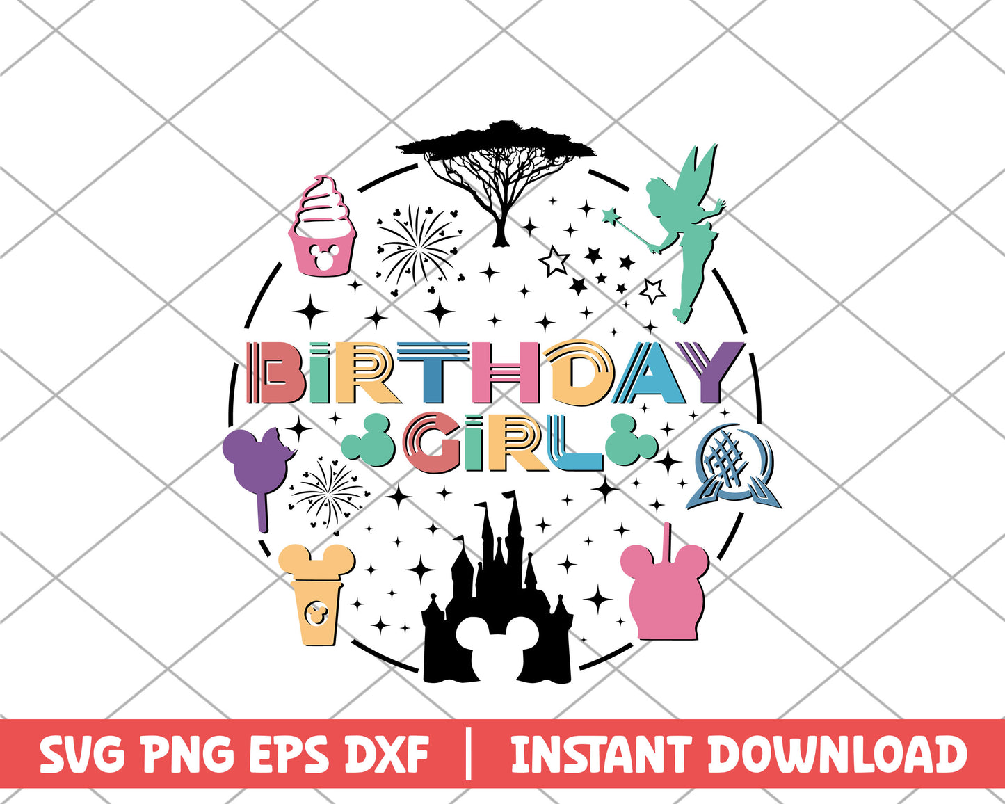 Birthday girl vintage disney svg 