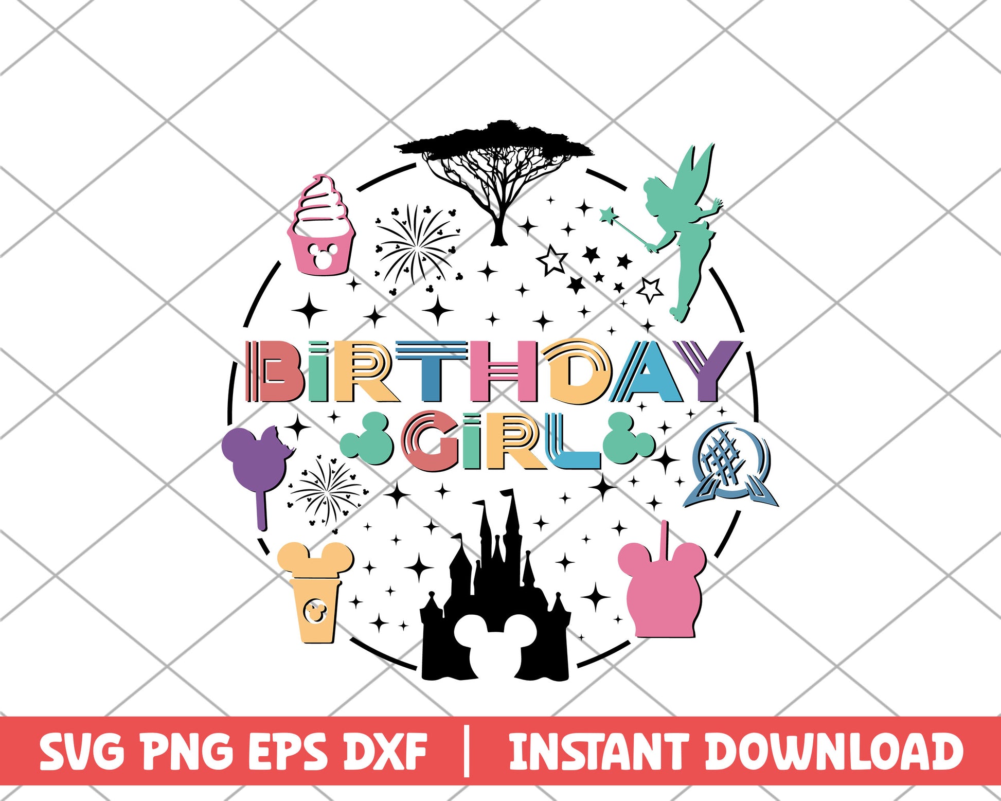 Birthday girl vintage disney svg 