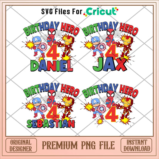 Birthday hero boy png bundle, birthday bundle - Svgfileforcricut