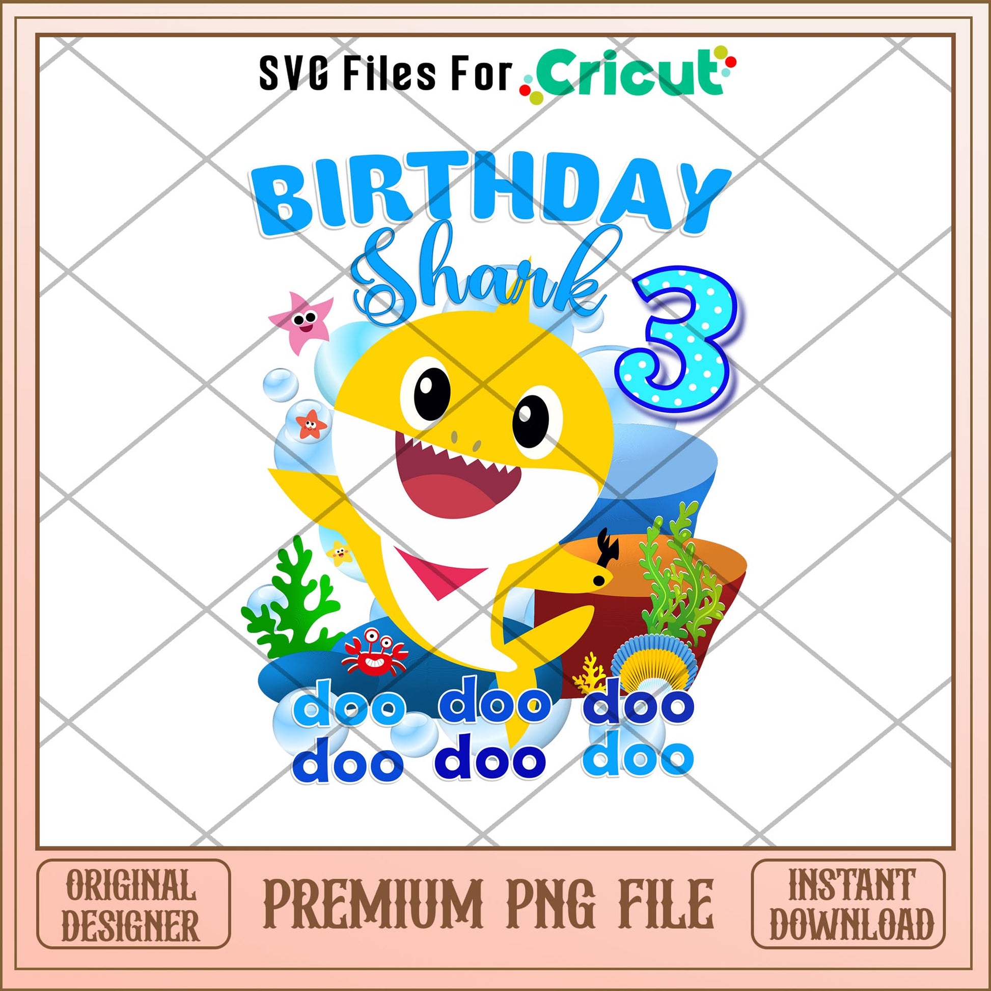 Birthday shark 3rd boy png, Baby Shark characters png, digital download