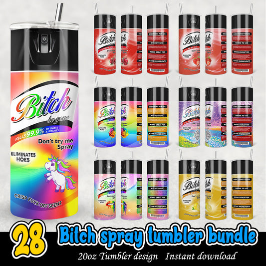 Bitch Rainbow Spray Tumbler Wrap, Bitch tumbler 20oz bundle