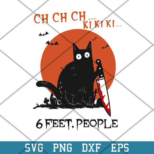 Black Cat 6 Feet People Svg, Black Cat Halloween Svg-Svgfilesforcricut