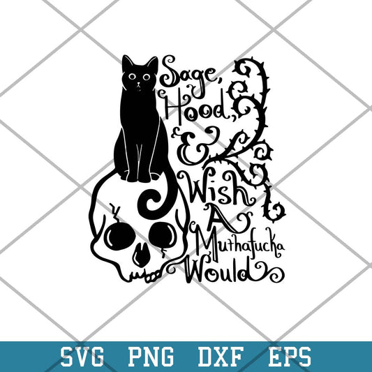 Black Cat On Skull Halloween Svg, Halloween Svg-Svgfilesforcricut