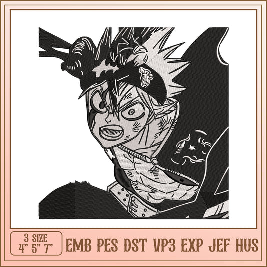 Black Clover Asta Embroidery Design