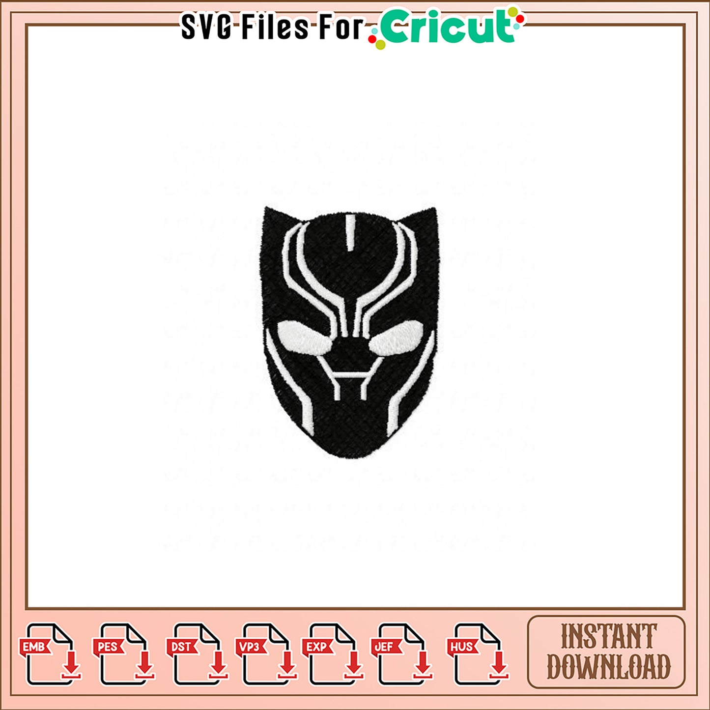 Black Panther Embroidery Design Instant Download