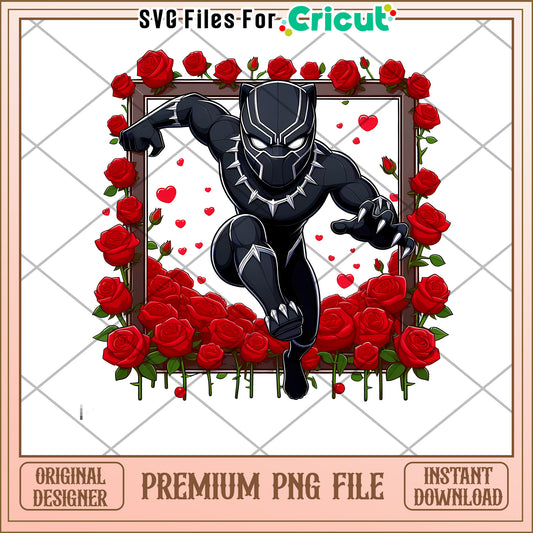 Black Panther Roses PNG Cricut File