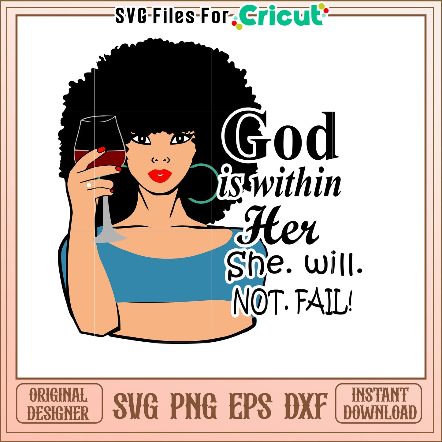 Black Woman Wine SVG Design