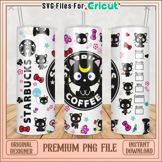 Black cat design tumbler png, labubu doll png, labubu toys png