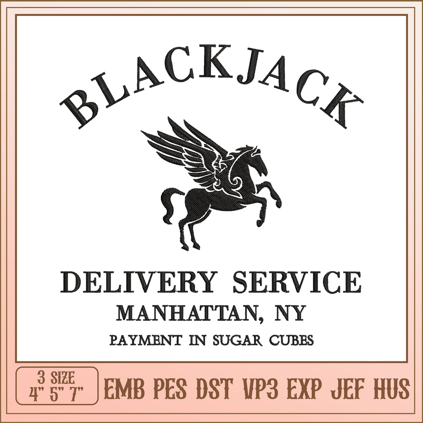 Blackjack Pegasus Embroidery Design
