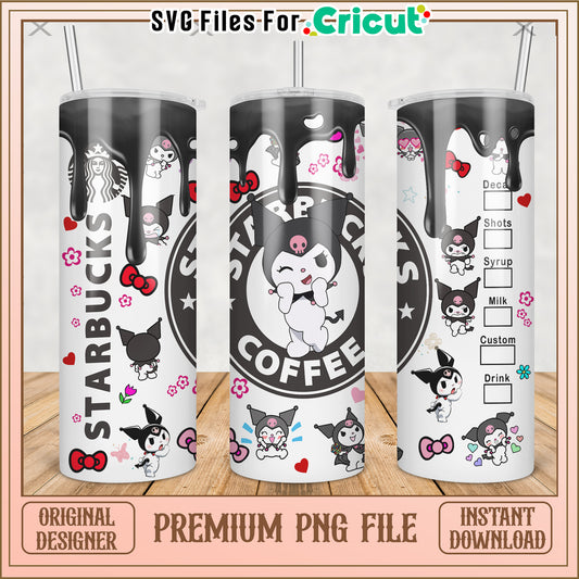 Black kuromi tumbler design png, lovely cartoon png, cute kuromi png